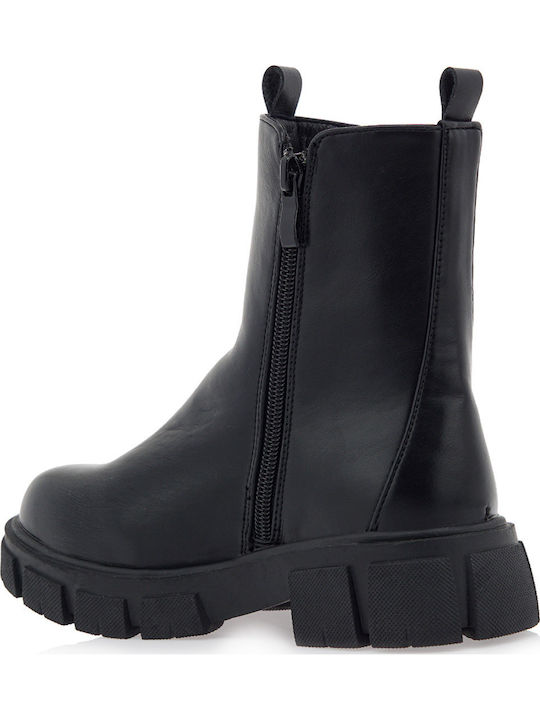 Leather Kids Boots Black