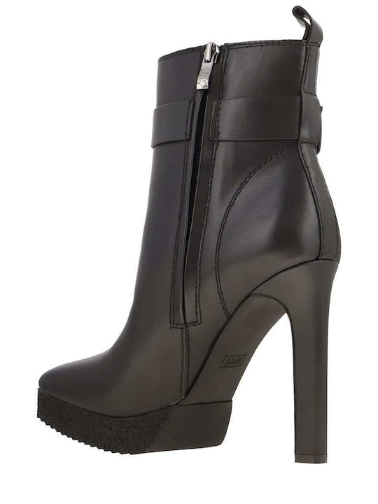 Zana Leather Women's Ankle Boots with High Heel Black