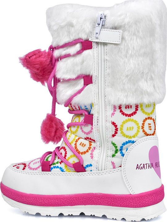 Anatomische Kinder-Schneestiefel mit Reißverschluss Weiße
