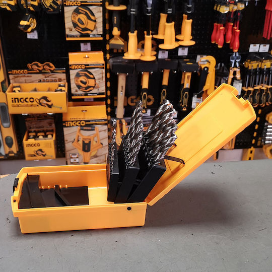 Ingco Set of 25 1-13mm Drills HSS with Cylindrical Shank for Metal