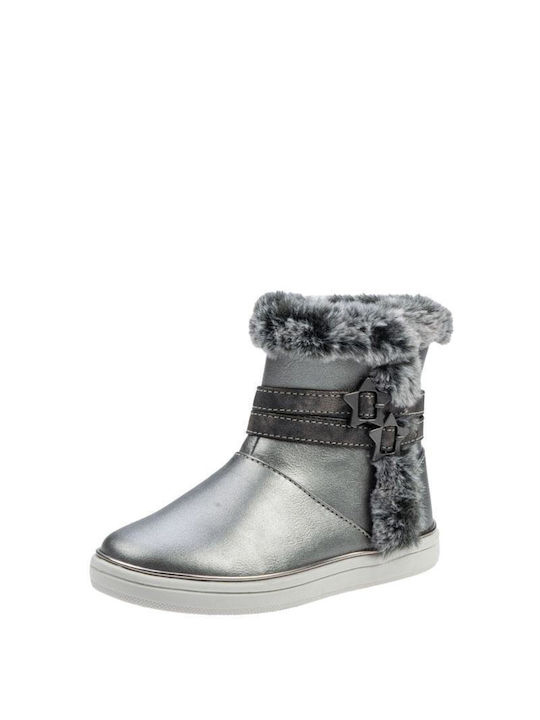 Mayoral Kids Leather Boots with Zipper Silver