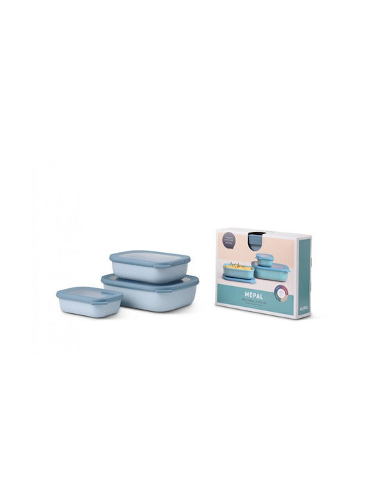 Mepal Plastic Lunch Box Cirqula Rectangular Nordic Blue 3pcs