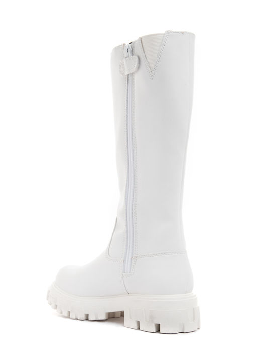 Lederne Kinderstiefel mit Reißverschluss Weiße