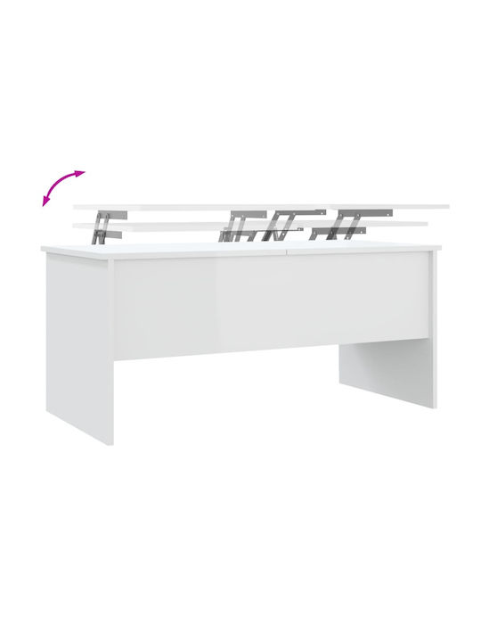 vidaXL Rechteckiges Zentral Kaffeetisch Aus Holz Mit Hebemechanismus Weiß M102xP50.5xH46.5cm