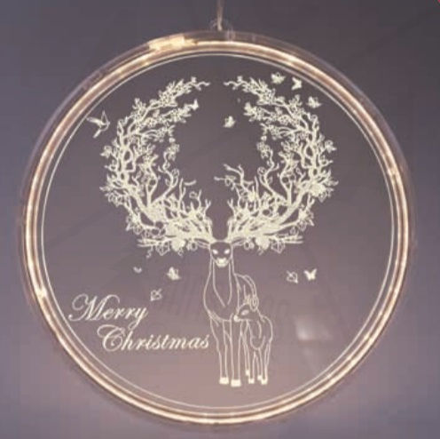 Aca Осветена Коледна Пластмасова Фигура Северни елени Бял Дължина 21см. 3d Acrylic Reindeer