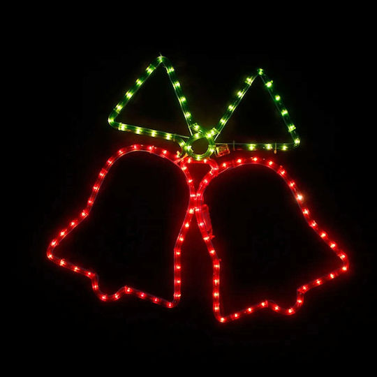 Aca Weihnachtlicher Kunststoff Lichtschlauch in Form von Glocke Rot Glocke Rot 55x55cm Double Bells