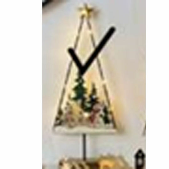 Christmas Decorative Illuminated Wood Tree 33cm Battery Green 2pcs