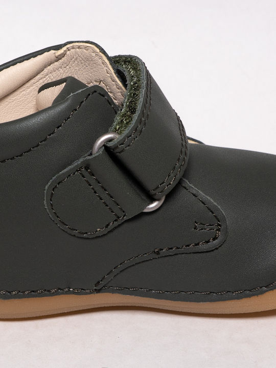 Sabio Leather Kids Boots with Velcro Khaki