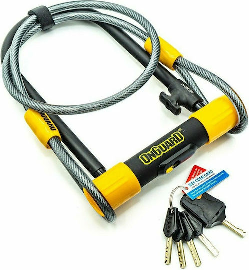 OnGuard Bulldog Mini U-Lock OG8015 Bicycle Pedal Lock with Key Yellow