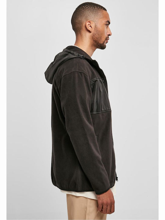 Men's Fleece Jacket Hooded Black