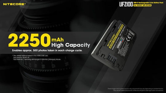 NiteCore Baterie aparat foto UFZ-100 9060100894 Litiu-Ion (Li-Ion) 2250mAh Compatibilă cu Sony