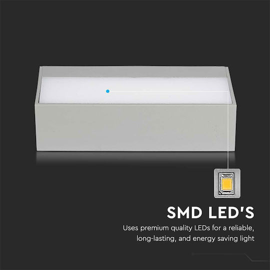 V-TAC Wall-Mounted Outdoor Ceiling Light LED IP65 12W with Cool White Light Double Beam 23x10x9εκ.