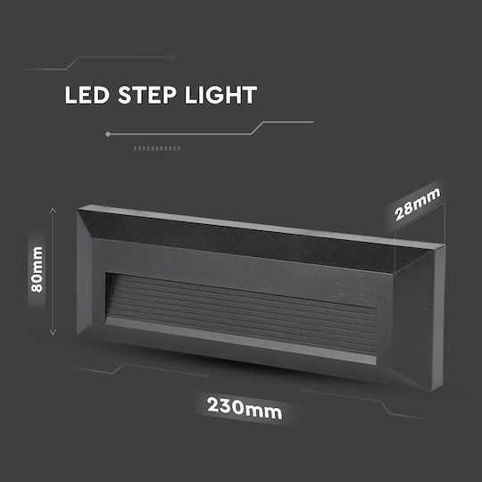 V-TAC Стенна Външна Таванна Лампа LED IP65 3W с Топло Бяла Светлина 23x8x2.8см