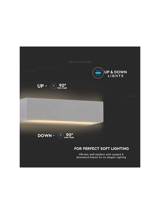V-TAC Επιτοίχια Εξωτερική Πλαφονιέρα LED IP65 9W με Θερμό Λευκό Φως Διπλής Δέσμης 17.3x8.1x4.6εκ.