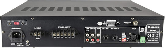 Adastra RM360S Integrated Commercial Amplifier 5 Channels 4 Zone 360W/100V Equipped with USB/FM/Bluetooth Black