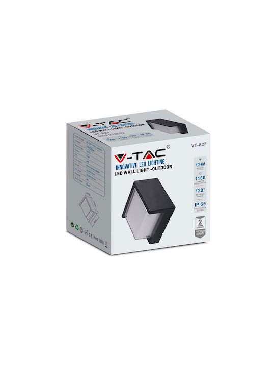 V-TAC Επιτοίχια Εξωτερική Πλαφονιέρα LED IP65 12W με Φυσικό Λευκό Φως 16x16x10εκ.