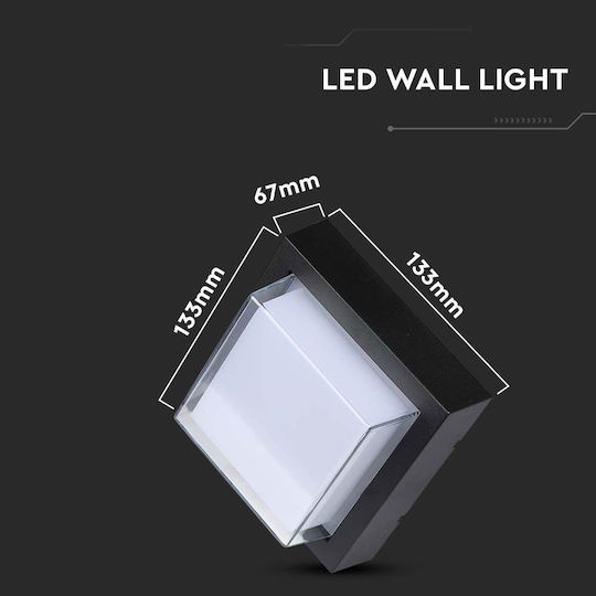 V-TAC Wandmontierte Außen-Deckenleuchte LED IP65 7W mit Warmweiß Licht 13.3x13.3x6.7εκ.