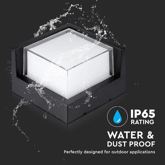 V-TAC Wall-Mounted Outdoor Ceiling Light LED IP65 12W with Warm White Light 16x16x10εκ.