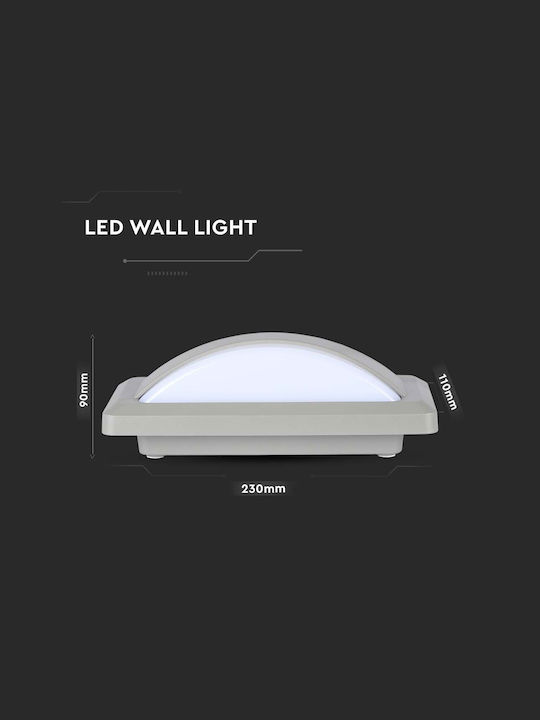 V-TAC Wall-Mounted Outdoor Ceiling Light LED IP65 12W with Warm White Light 23x11x7.6εκ.