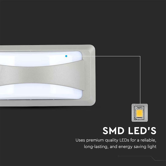 V-TAC Επιτοίχια Εξωτερική Πλαφονιέρα LED IP65 12W με Φυσικό Λευκό Φως 23x11x7.6εκ.