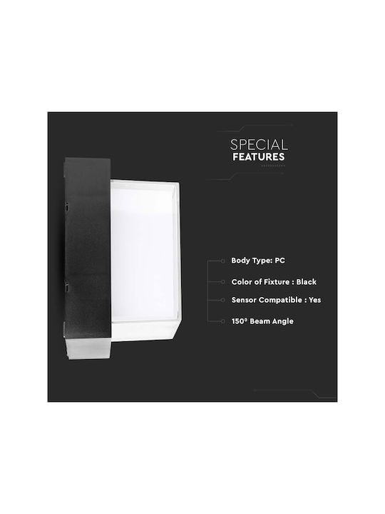 V-TAC Wall-Mounted Outdoor Ceiling Light LED IP65 7W with Warm White Light 13.3x13.3x6.7εκ.