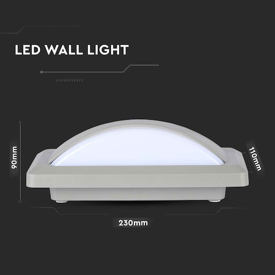 V-TAC Επιτοίχια Εξωτερική Πλαφονιέρα LED IP65 12W με Φυσικό Λευκό Φως 23x11x7.6εκ.