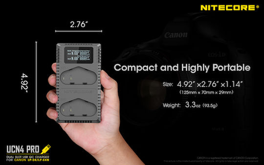 NiteCore Dublu Încărcător de baterii UCN4 Pro 9060060228 Compatibil cu Canon