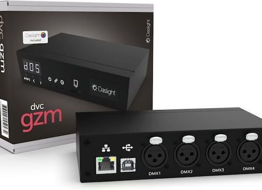 Daslight DVC GZM Интерфейс Светлинна Конзола с 1536 Канала / 4 XLR Входа Съвместим Операционна Система MacOS / Windows и Връзки USB (за Компютър) / Ethernet