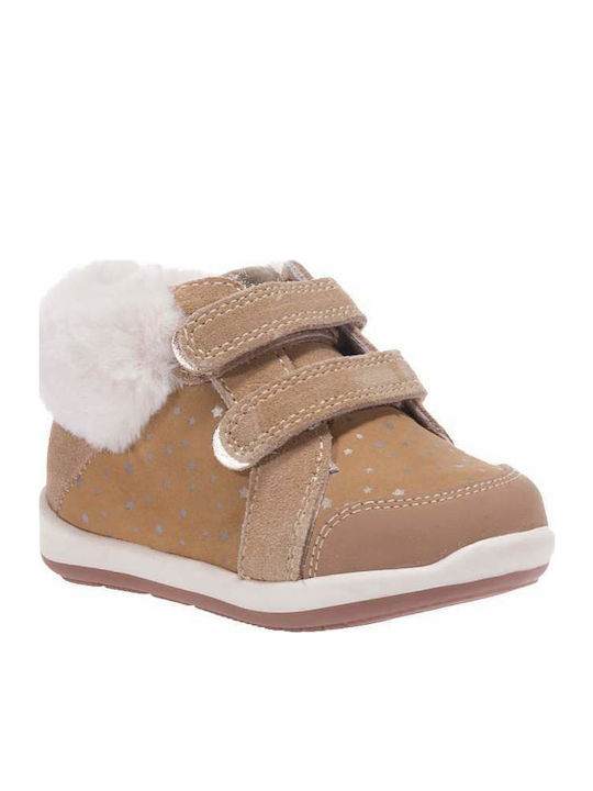 My First Steps Suede Kinderstiefeletten mit Klettverschluss Tabac Braun