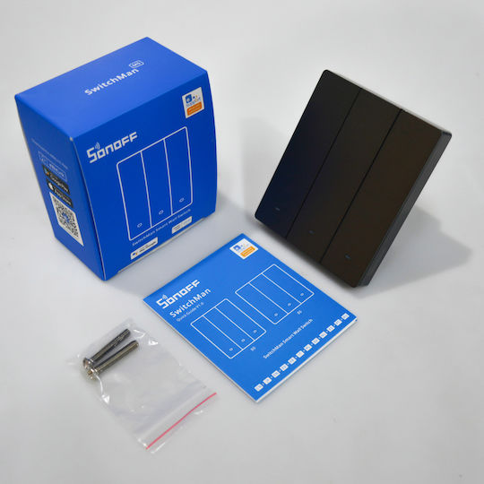 Sonoff M53c80 Χωνευτός Διακόπτης Τοίχου Wi-Fi Τριπλός με Πλαίσιο Γκρι