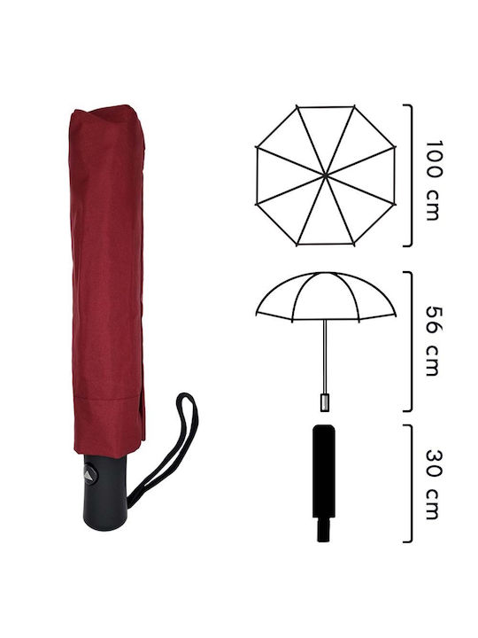 Windproof Automatic Umbrella Compact Burgundy