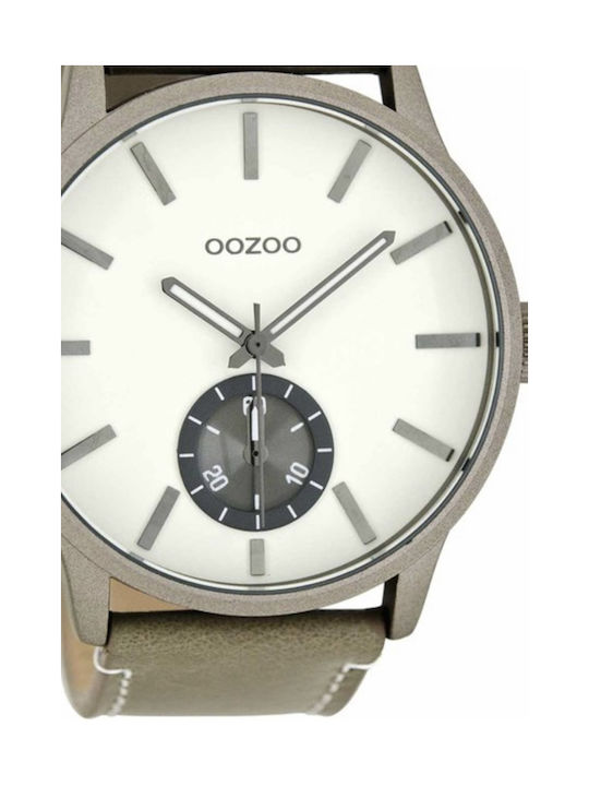 Oozoo Timepieces Uhr Batterie mit Beige Lederarmband