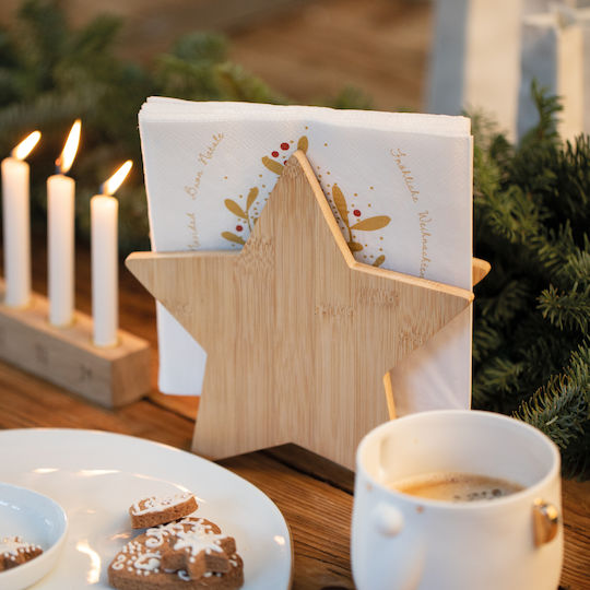 Raeder Christmas Case for Paper Napkins Wooden Beige L18.5xW18xH5cm.