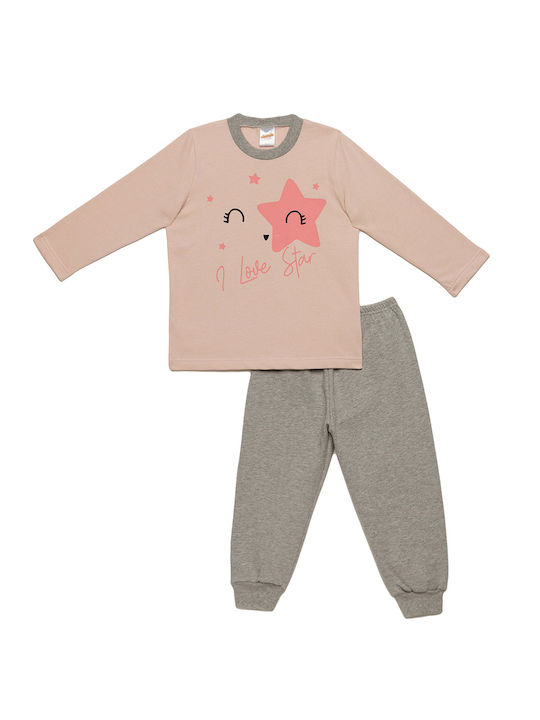 Minerva Set Top & Bottom Kids Winter Cotton Pyjamas Pink