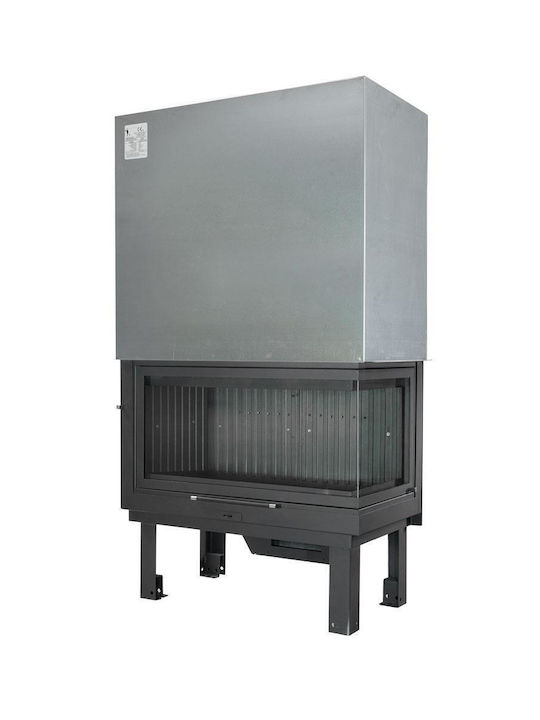 CHytiria Misailidi T-90 Corner 45-90 BG Kaminofen Holz Lüftungskanäle 25kW Linke Ecke mit Schiebetür Geschlossenes Ausdehnungsgefäß