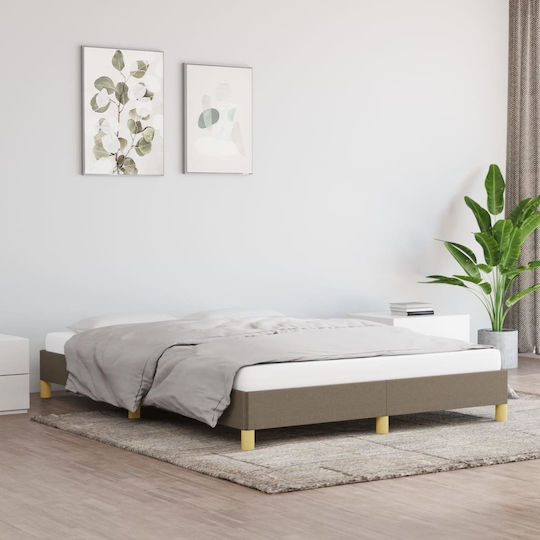 Bed Base Double made of Wood Taupe 140x190x25cm