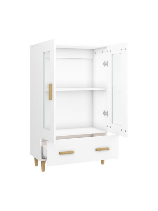 Wall Living Room Display Cabinet made of Particleboard with Glass White 70x31x115cm
