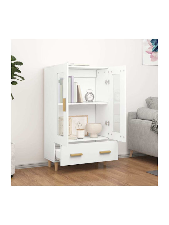 Wall Living Room Display Cabinet made of Particleboard with Glass White 70x31x115cm