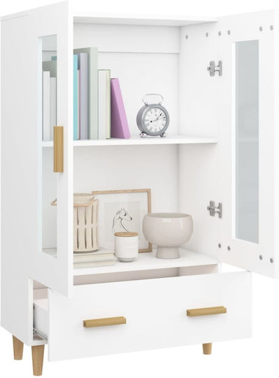 Wall Living Room Display Cabinet made of Particleboard with Glass White 70x31x115cm