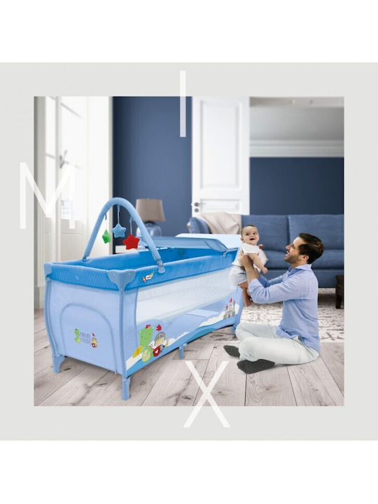 Asalvo Mix Plus Παρκοκρέβατο 2 Επιπέδων με Αλλαξιέρα & Στρώμα Γαλάζιο 65x125cm