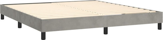 Double Bed Base Upholstered with Light Gray Fabric for Mattress 160x200cm