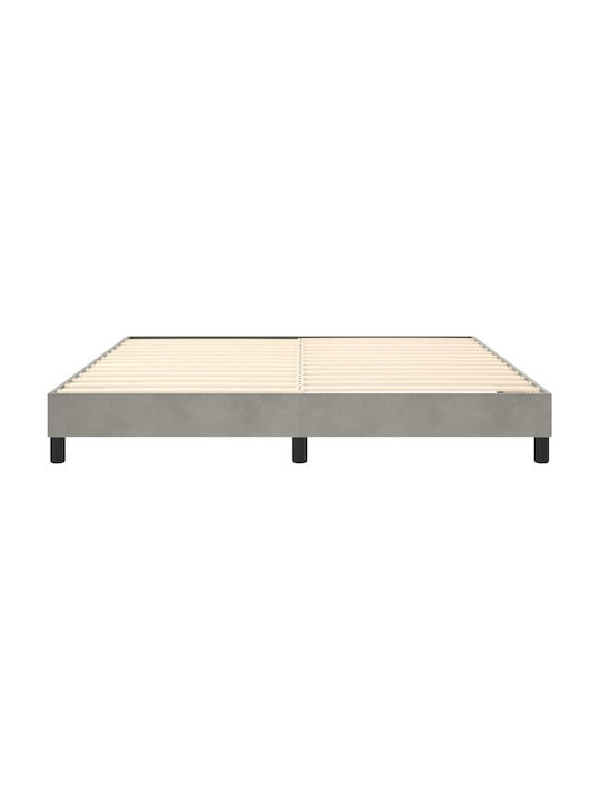 Double Bed Base Upholstered with Light Gray Fabric for Mattress 160x200cm
