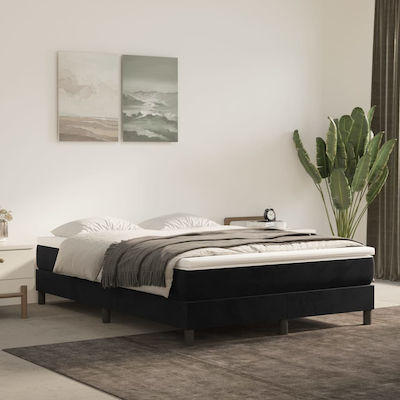 Bed Base Double made of Wood Black 140x200x25cm