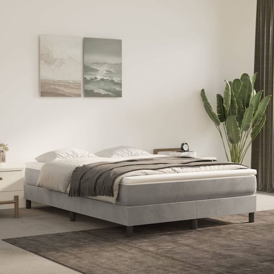 Bed Base Double made of Wood Light Grey 140x200x25cm