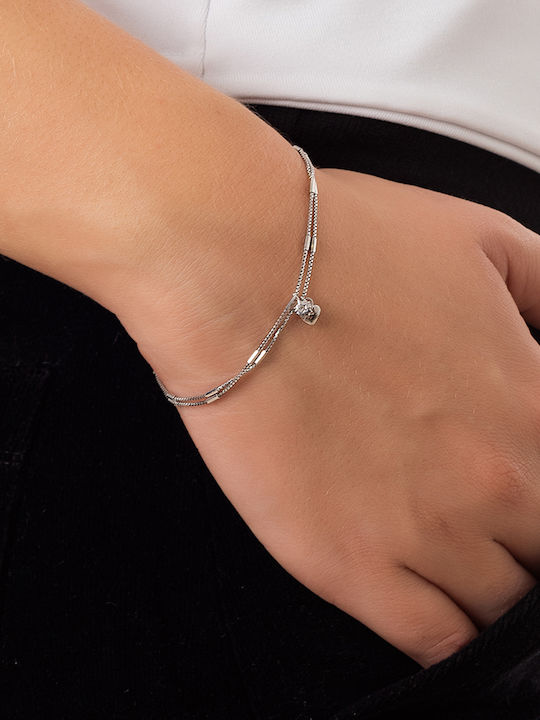 Oxzen Bracelet Chain with design Heart made of Silver with Zircon