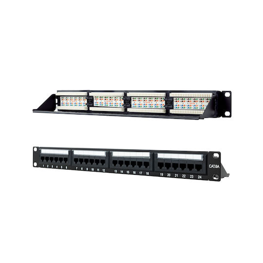 Nanocable Patch Panel for Rack 1U 19" with 24 cat6a Ports Black