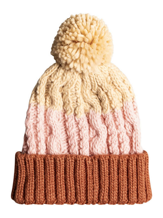 Pom Pom Beanie Γυναικείος Σκούφος με Πλεξούδες Baked Clay