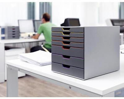 Durable Plastic Desktop Drawer 7 Positions 28x35.6x29.2cm Gray Varicolor