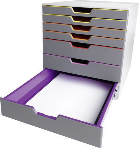 Durable Plastic Desktop Drawer 7 Positions 28x35.6x29.2cm Gray Varicolor