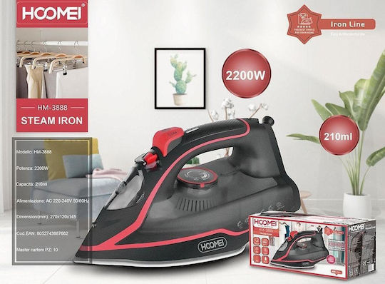 Hoomei Σίδερο Ατμού 2200W με Ανοξείδωτη Πλάκα και Συνεχόμενη Παροχή Ατμού 20gr/min